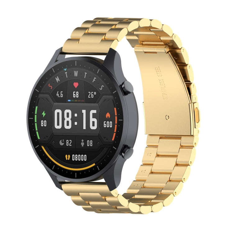For Xiaomi Watch Color 22mm Three Beads Steel Wrist Strap Watchband(Gold)