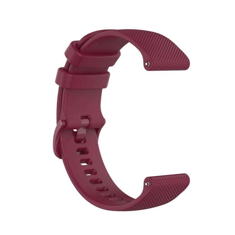 For Xiaomi Watch Color 22mm Small Plaid Texture Silicone Wrist Strap Watchband(Wine Red)