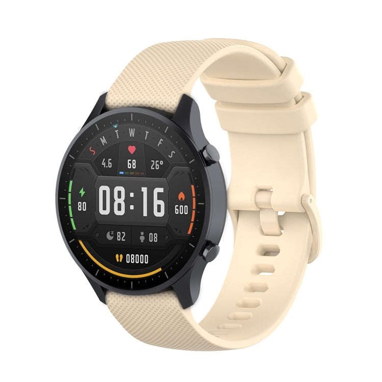 For Xiaomi Watch Color 22mm Small Plaid Texture Silicone Wrist Strap Watchband(Beige)