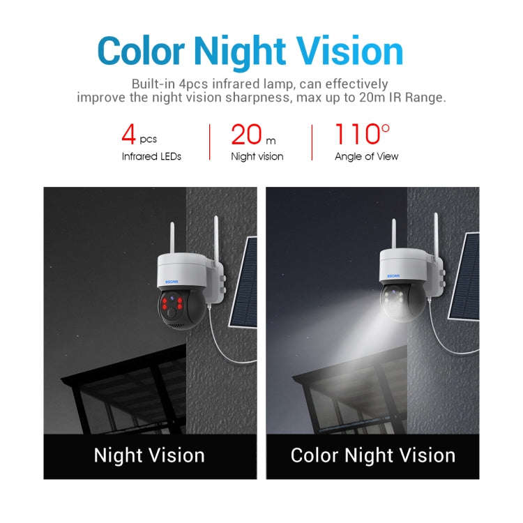 ESCAM QF170 2MP WiFi Full Color Night Vision Two-way Audio Solar Camera(Black)