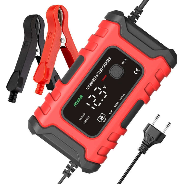 FOXSUR 6A 12V Motorcycle / Car Smart Battery Charger, Plug Type:EU Plug(Red)