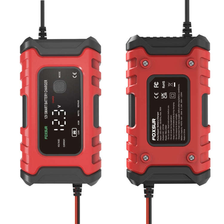 FOXSUR 6A 12V Motorcycle / Car Smart Battery Charger, Plug Type:EU Plug(Red)