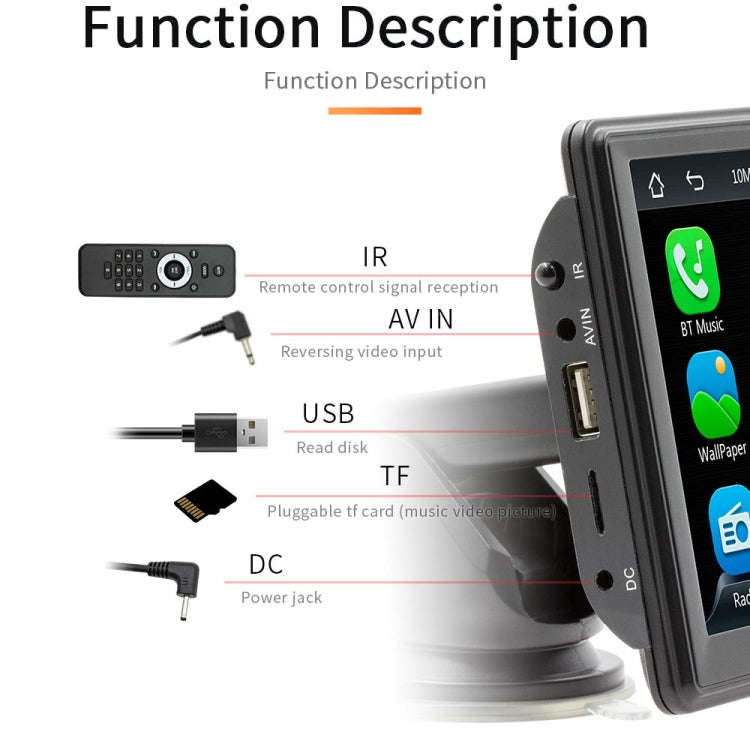 7 inch Wireless CarPlay Radio Multimedia Player 1080P IPS Touch Screen MP5 Radios Bluetooth Monitor