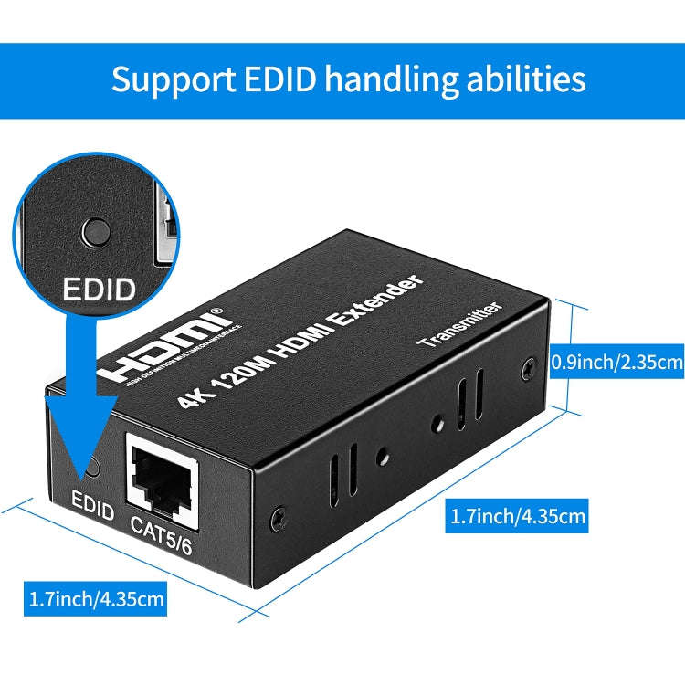 4K HDMI to RJ45 Network Extender, Transmission Distance: 120m(EU Plug)