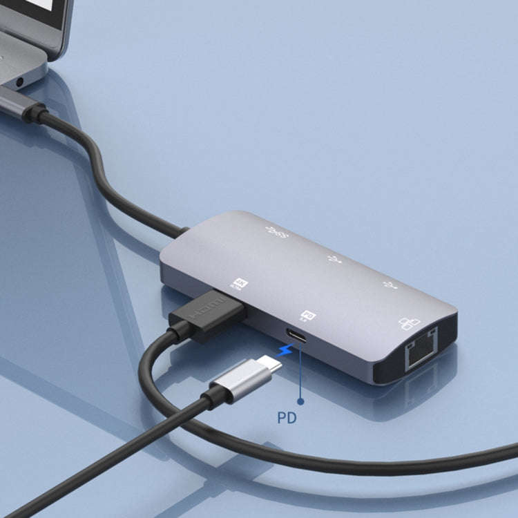 Onten OTN-UC910 USB-C / Type-C Portable Multifunctional HUB Docking Station(Grey)