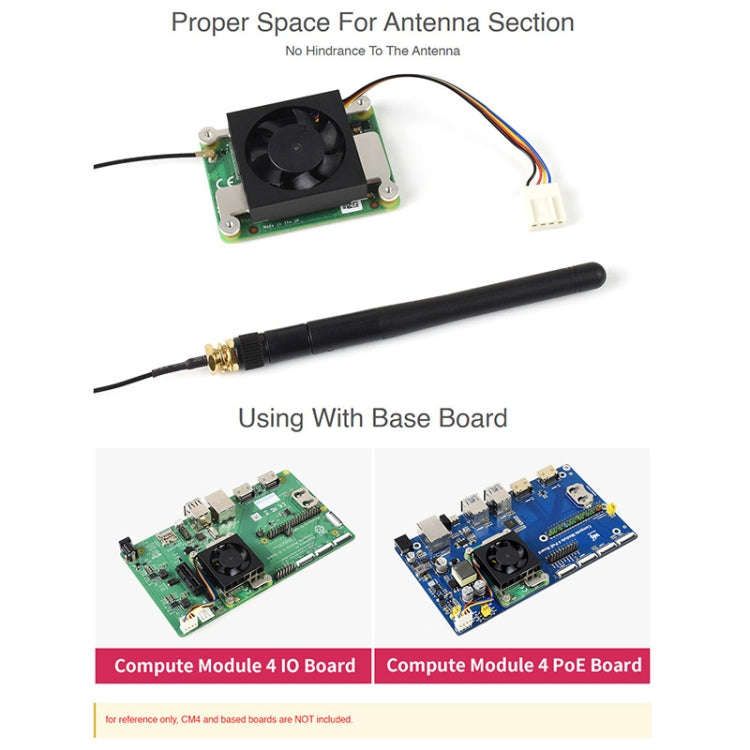 Waveshare Dedicated 3007 Cooling Fan for Raspberry Pi Compute Module 4 CM4, Power Supply:12V