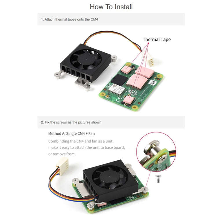 Waveshare Dedicated 3007 Cooling Fan for Raspberry Pi Compute Module 4 CM4, Power Supply:12V