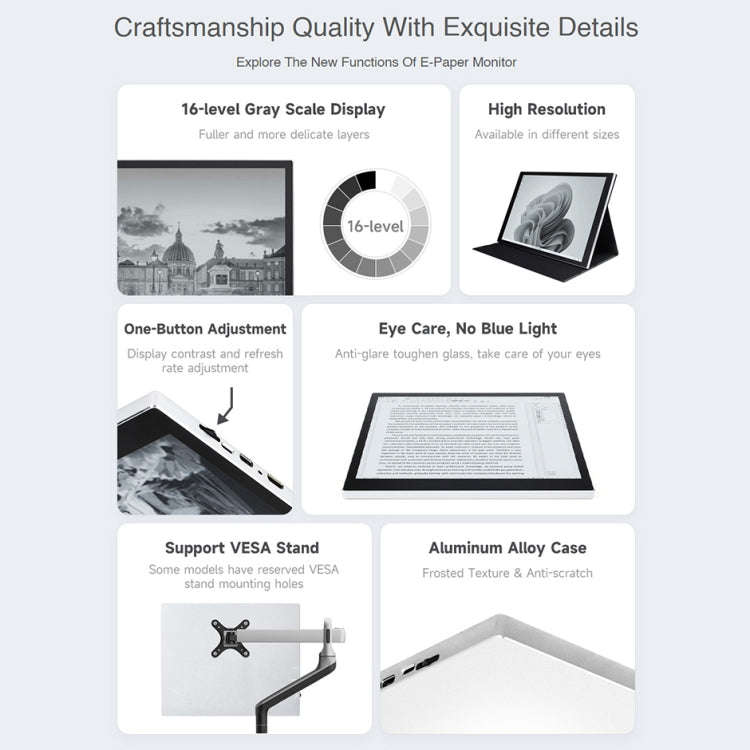 Waveshare 10.3 inch E-Paper Monitor External E-Paper Screen for MAC / Windows PC(UK Plug)