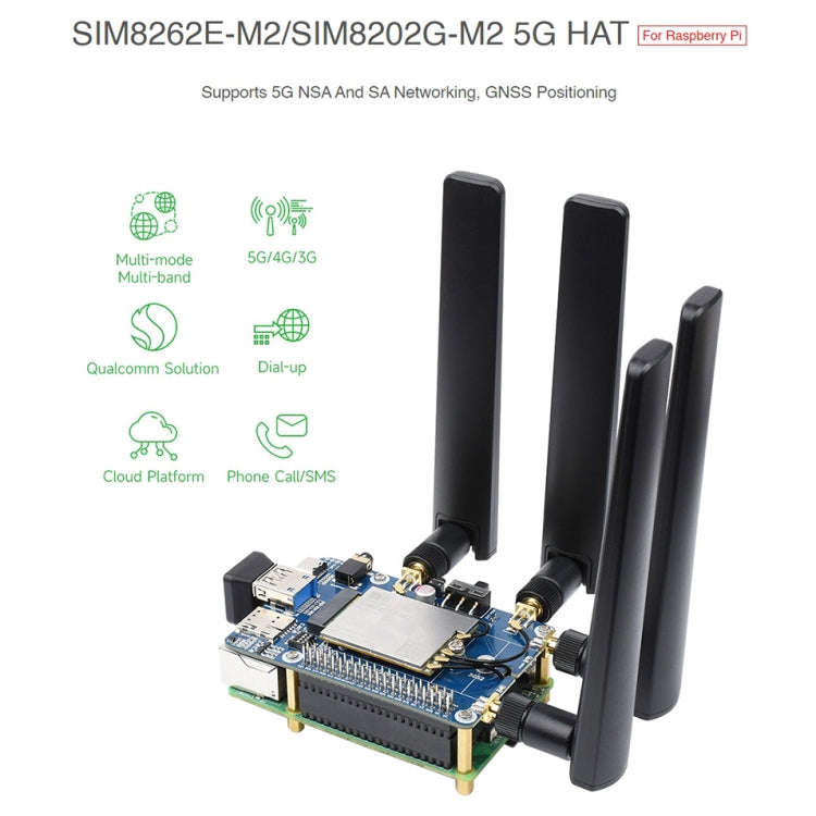 Waveshare SIM8262E-M2/SIM8202G-M2 5G HAT Multi-band For Raspberry Pi