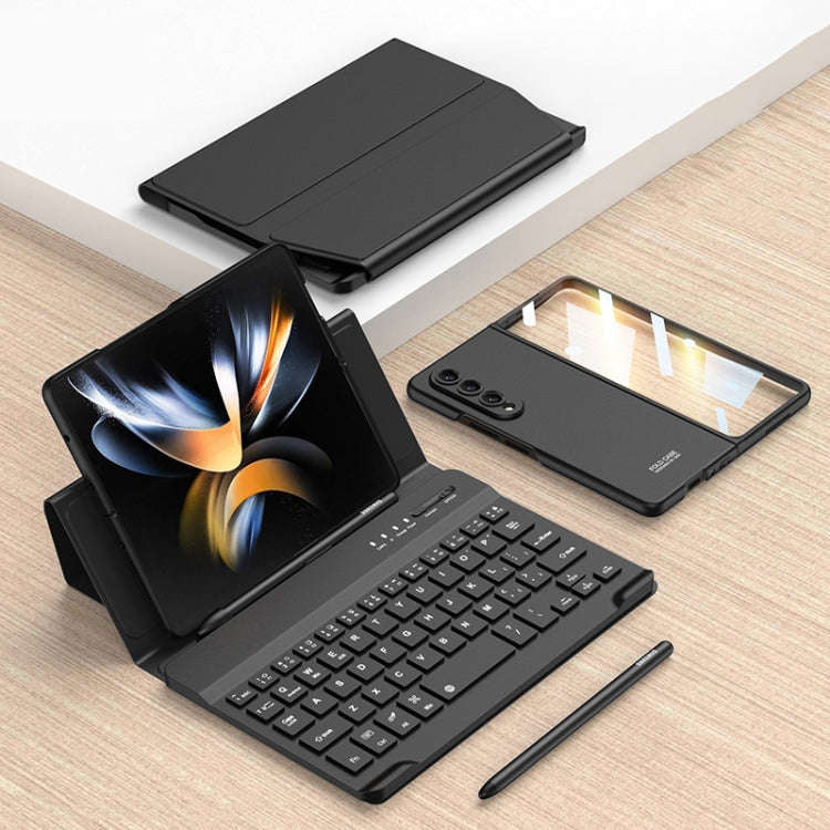 For Samsung Galaxy Z Fold4 GKK Magnetic Folding Bluetooth Keyboard Leather Case with Pen + Phone ...