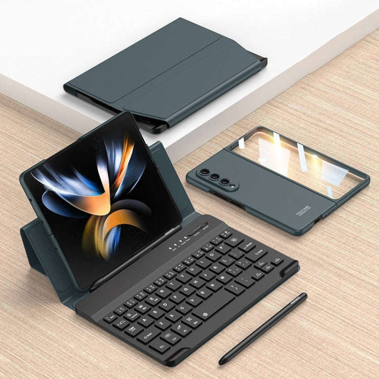 For Samsung Galaxy Z Fold4 GKK Magnetic Folding Bluetooth Keyboard Leather Case with Pen + Phone ...