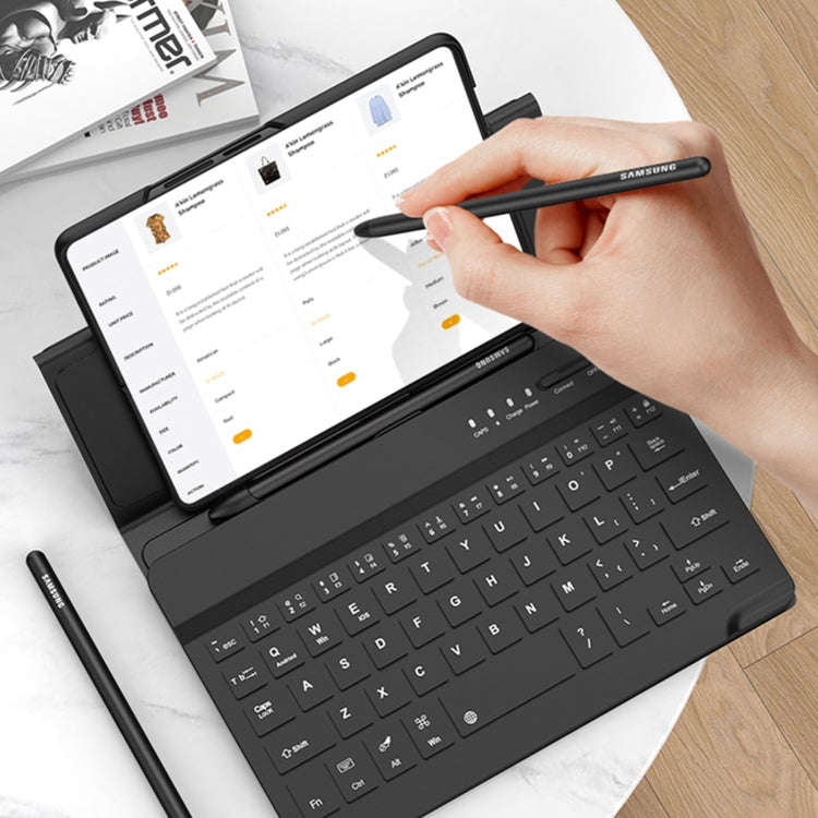 For Samsung Galaxy Z Fold4 GKK Magnetic Folding Bluetooth Keyboard Leather Case with Pen + Phone ...