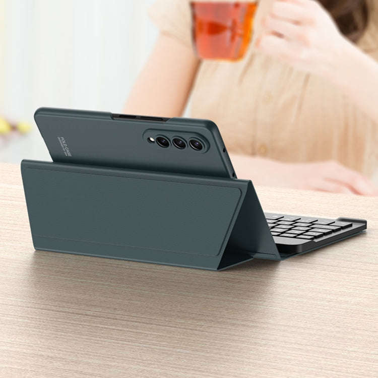 For Samsung Galaxy Z Fold4 GKK Magnetic Folding Bluetooth Keyboard Leather Case with Pen + Phone ...