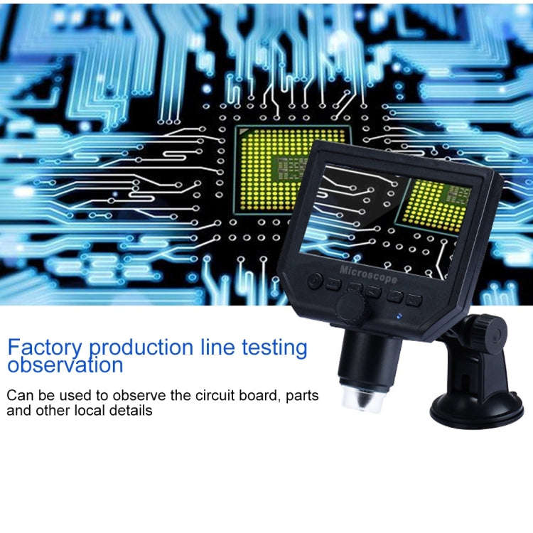 G600 600X 3.6MP 4.3 inch HD LCD Display Portable Digital Microscope, Plug:UK Plug