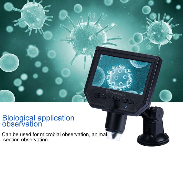 G600 600X 3.6MP 4.3 inch HD LCD Display Portable Digital Microscope, Plug:UK Plug