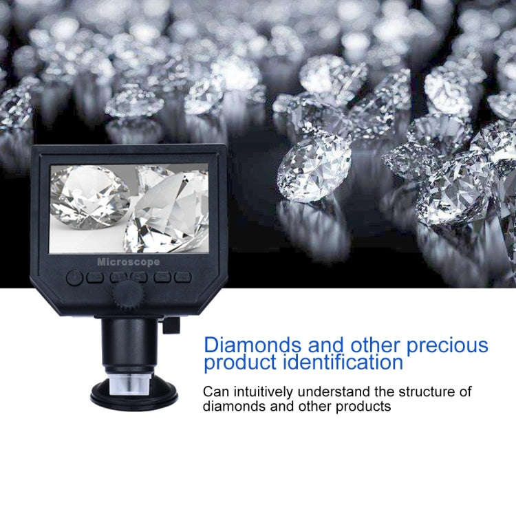 G600 600X 3.6MP 4.3 inch HD LCD Display Portable Digital Microscope, Plug:UK Plug