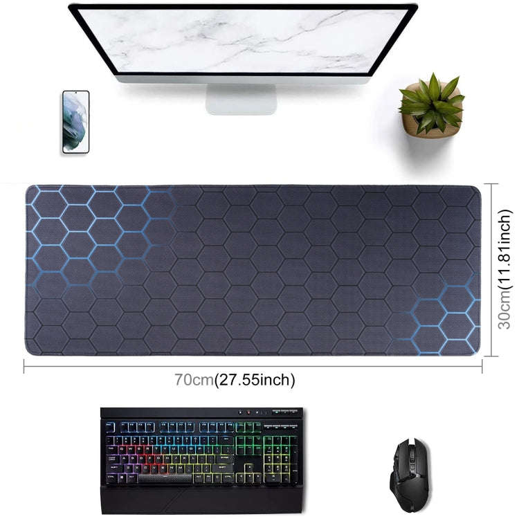 Anti-Slip Rubber Cloth Surface Game Mouse Mat Keyboard Pad, Size:70 x 30 x 0.2cm(Blue Honeycomb)