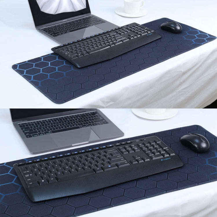 Anti-Slip Rubber Cloth Surface Game Mouse Mat Keyboard Pad, Size:90 x 40 x 0.2cm(Blue Honeycomb)