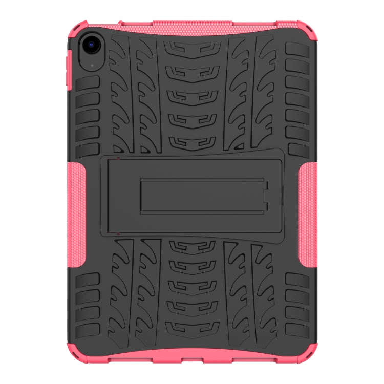 For iPad 2025 / 2022 Tire Texture TPU + PC Tablet Case with Holder(Pink)
