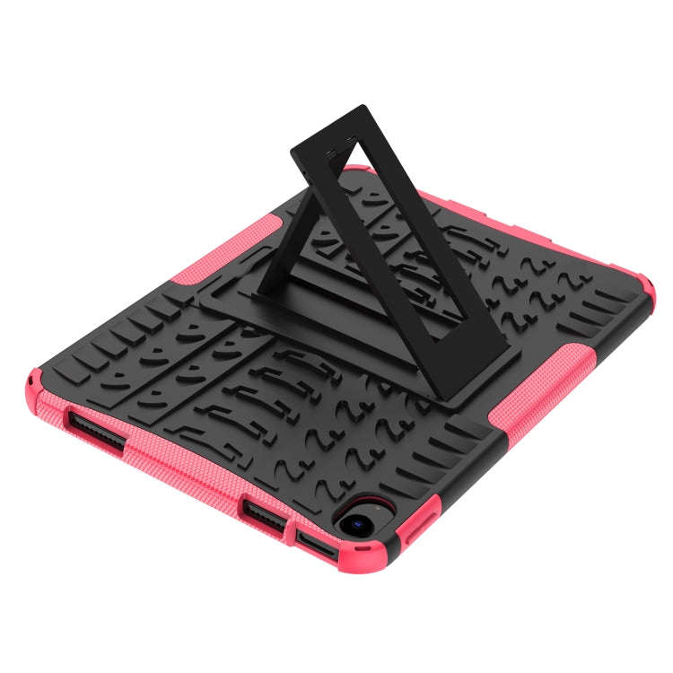 For iPad 2025 / 2022 Tire Texture TPU + PC Tablet Case with Holder(Pink)