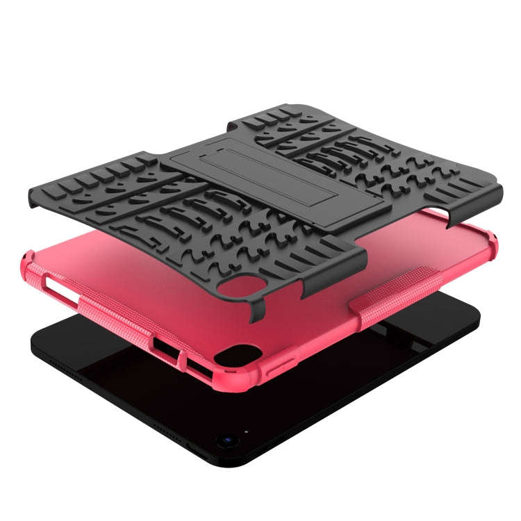 For iPad 2025 / 2022 Tire Texture TPU + PC Tablet Case with Holder(Pink)