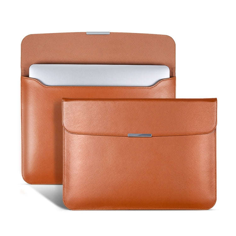 For 13.3 / 13.6 / 14 inch Laptop Ultra-thin Leather Laptop Sleeve(Brown)