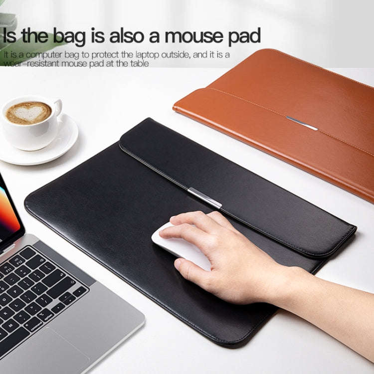 For 13.3 / 13.6 / 14 inch Laptop Ultra-thin Leather Laptop Sleeve(Brown)
