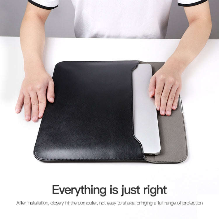 For 13.3 / 13.6 / 14 inch Laptop Ultra-thin Leather Laptop Sleeve(Brown)