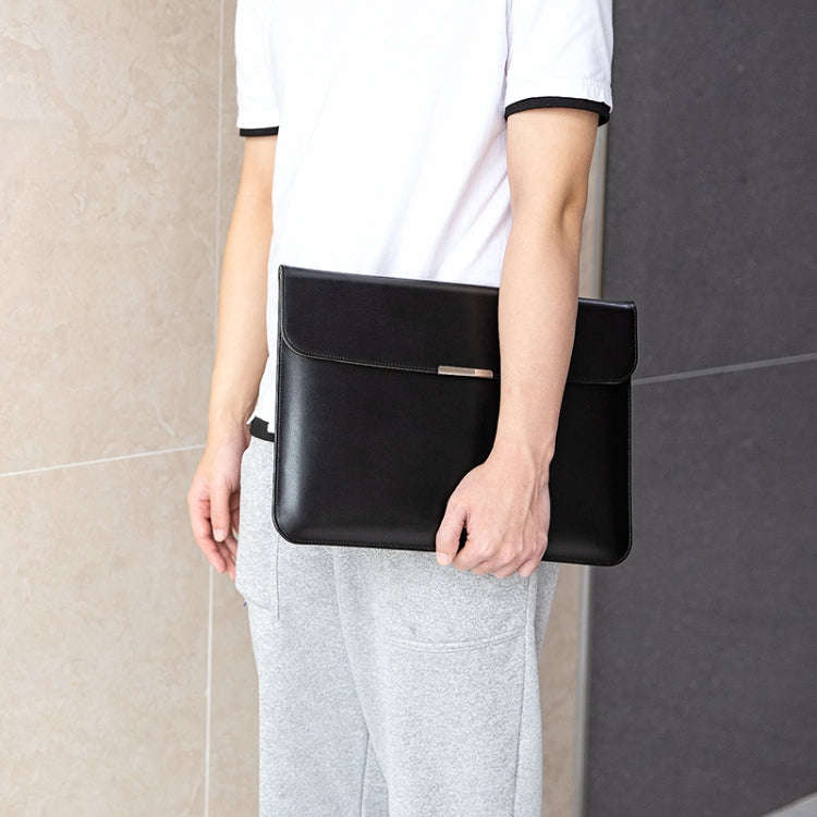 For 13.3 / 13.6 / 14 inch Laptop Ultra-thin Leather Laptop Sleeve(Black)
