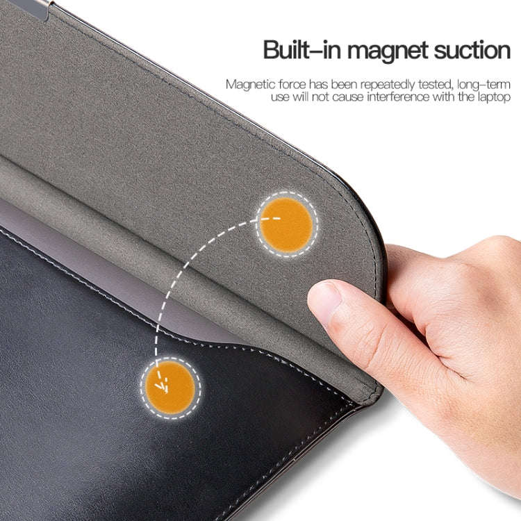 For 15 / 15.4 / 16 inch Laptop Ultra-thin Leather Laptop Sleeve(Brown)