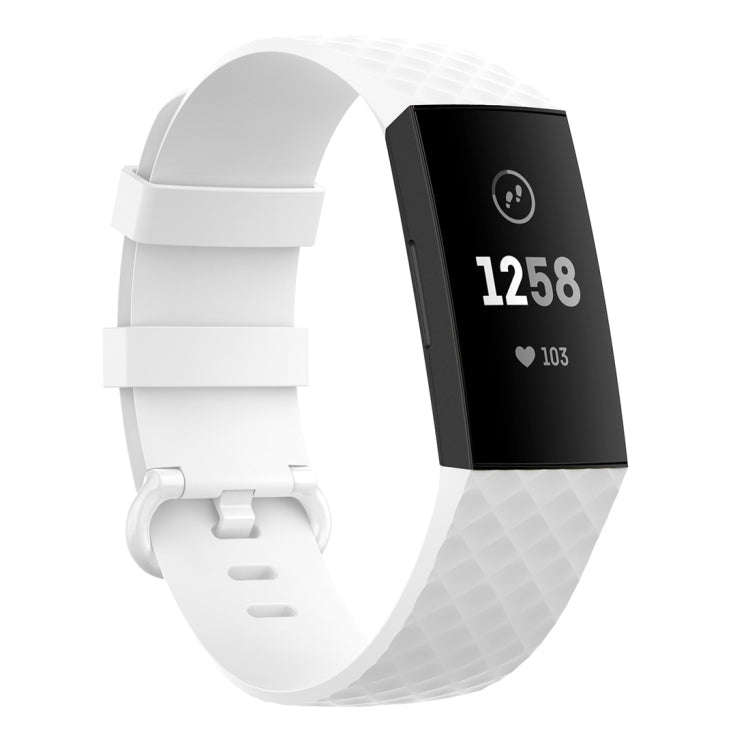 Color Buckle TPU Wrist Strap Watch Band for Fitbit Charge 4 / Charge 3 / Charge 3 SE, Size: L(White)