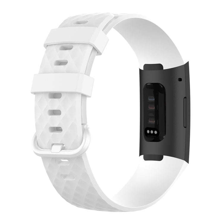 Color Buckle TPU Wrist Strap Watch Band for Fitbit Charge 4 / Charge 3 / Charge 3 SE, Size: L(White)