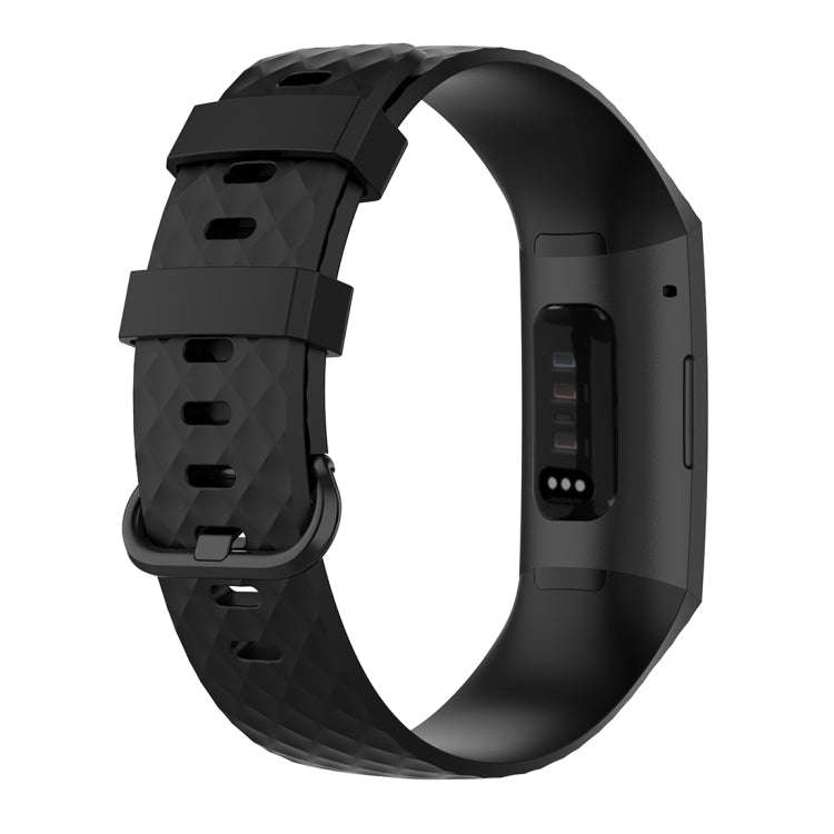 Color Buckle TPU Wrist Strap Watch Band for Fitbit Charge 4 / Charge 3 / Charge 3 SE, Size: L(Black)