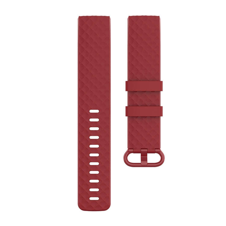 Color Buckle TPU Wrist Strap Watch Band for Fitbit Charge 4 / Charge 3 / Charge 3 SE, Size: L(Red)
