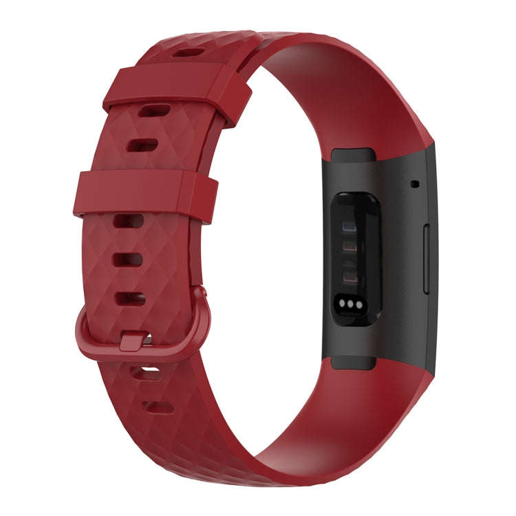 Color Buckle TPU Wrist Strap Watch Band for Fitbit Charge 4 / Charge 3 / Charge 3 SE, Size: L(Red)