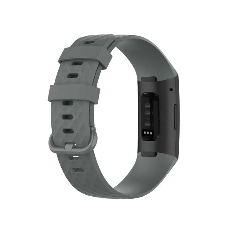 Color Buckle TPU Wrist Strap Watch Band for Fitbit Charge 4 / Charge 3 / Charge 3 SE, Size: L(Gray)