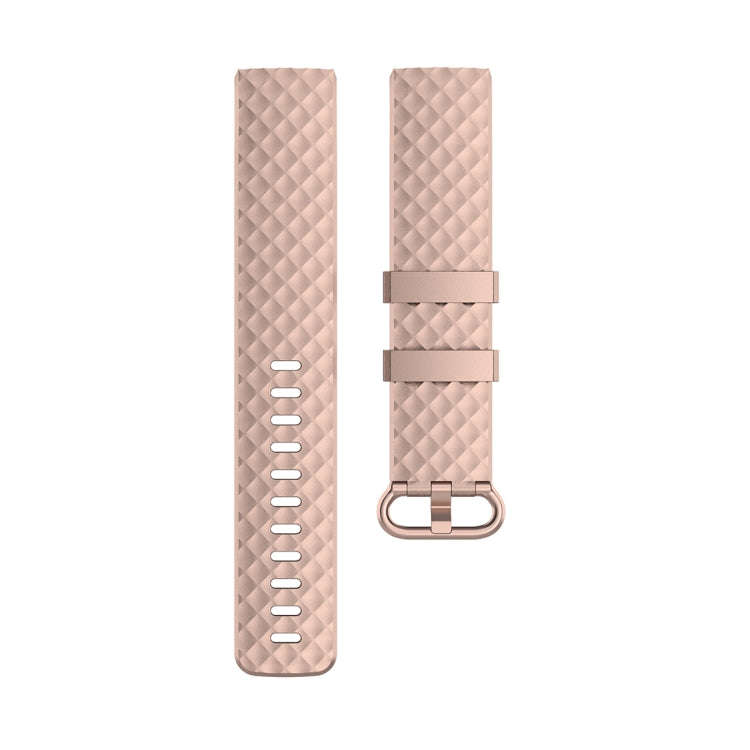 Color Buckle TPU Wrist Strap Watch Band for Fitbit Charge 4 / Charge 3 / Charge 3 SE, Size: L(Ros...