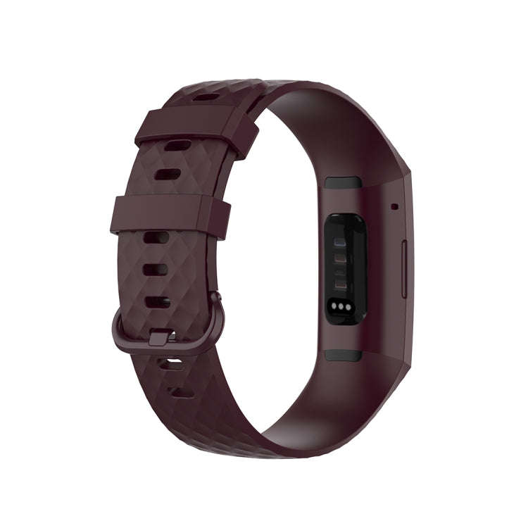 Color Buckle TPU Wrist Strap Watch Band for Fitbit Charge 4 / Charge 3 / Charge 3 SE, Size: L(Ros...