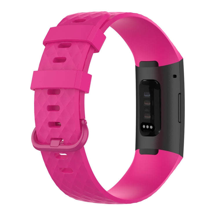 Color Buckle TPU Wrist Strap Watch Band for Fitbit Charge 4 / Charge 3 / Charge 3 SE, Size: L(Ros...
