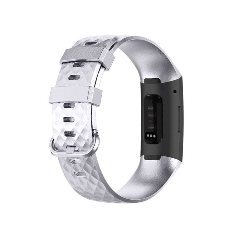 Color Buckle TPU Wrist Strap Watch Band for Fitbit Charge 4 / Charge 3 / Charge 3 SE, Size: L(Sil...
