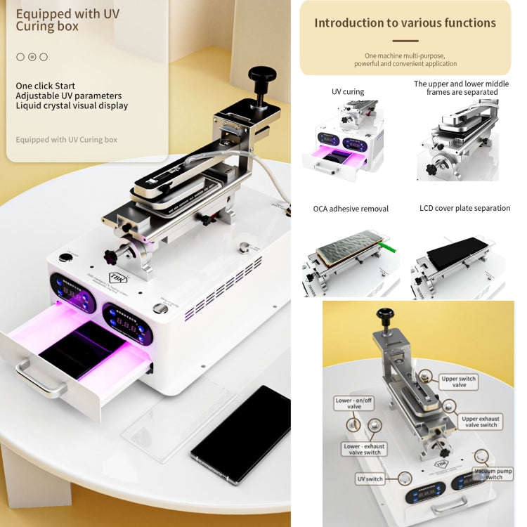 TBK 258S Intelligent Multi-function UV Cured Disassembly Machine, Plug:AU Plug