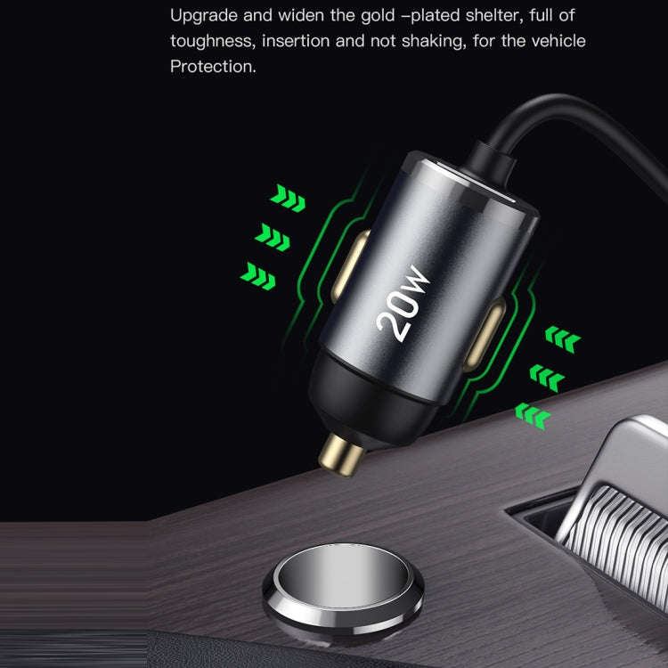 TOTUDESIGN 20W USB Car Fast Charging, Cable Length: 1.2m, Interface:8 Pin(Grey)