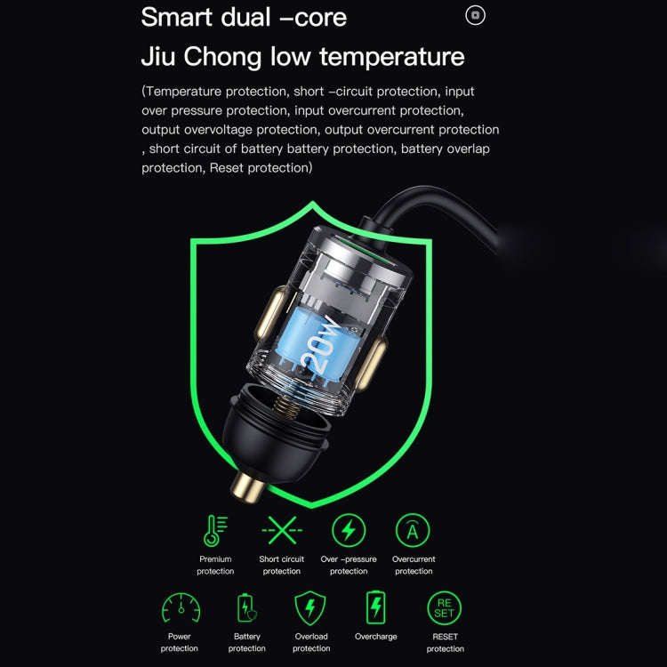 TOTUDESIGN 20W USB Car Fast Charging, Cable Length: 1.2m, Interface:8 Pin(Grey)