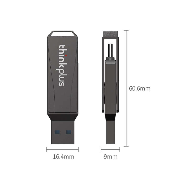 Lenovo Thinkplus MU252 USB 3.1 + USB-C / Type-C Flash Drive, Memory:64GB(Black)
