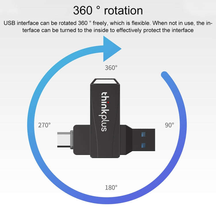 Lenovo Thinkplus MU252 USB 3.1 + USB-C / Type-C Flash Drive, Memory:64GB(Black)