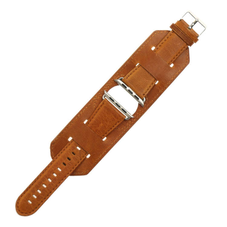 For Apple Watch 5 & 4 44mm / 3 & 2 & 1 42mm Crazy Horse Texture Bracelet Watch Band(Light Brown)