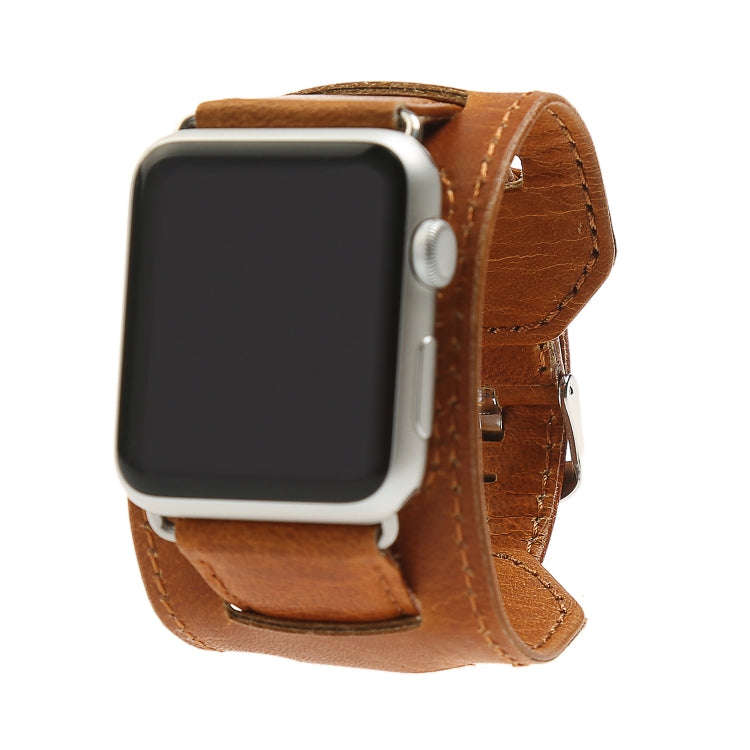 For Apple Watch 5 & 4 44mm / 3 & 2 & 1 42mm Crazy Horse Texture Bracelet Watch Band(Light Brown)