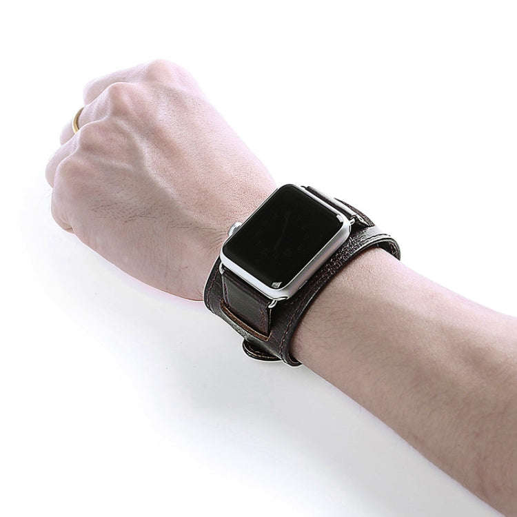 For Apple Watch 5 & 4 44mm / 3 & 2 & 1 42mm Crazy Horse Texture Bracelet Watch Band(Dark Brown)