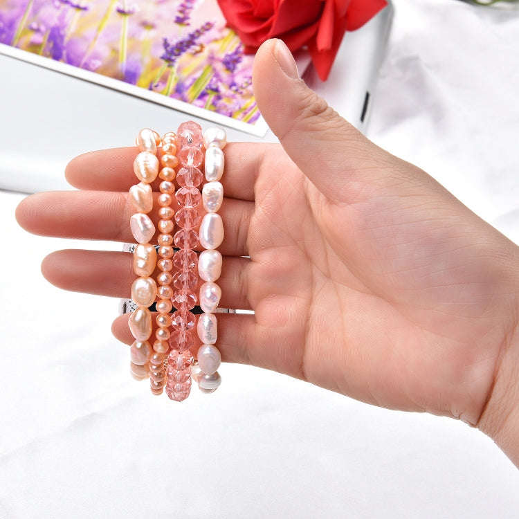 For Apple Watch 5 & 4 40mm / 3 & 2 & 1 38mm Pearl Crystal Watch Band(Pearl + Pink Crystal)