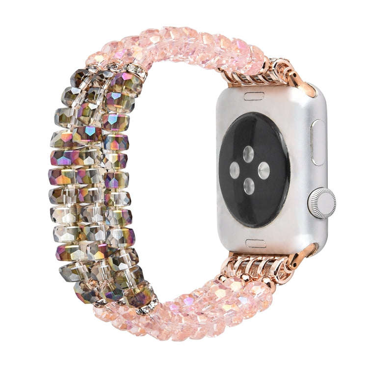 For Apple Watch 5 & 4 40mm / 3 & 2 & 1 38mm Pearl Crystal Watch Band(Crystal Pink)